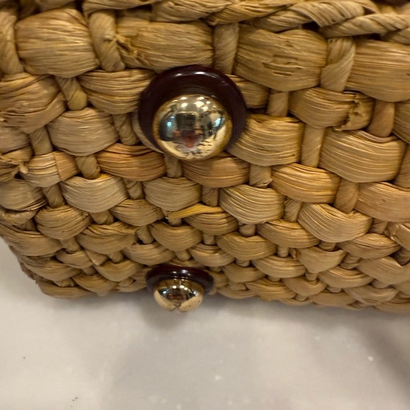 Michael Kors Santorini Raffia & Cognac Leather Woven Shoulder Bag EUC - Picture 7 of 12